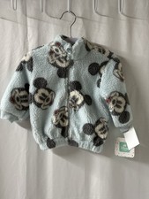 Disney Baby Mickey Mouse Blue Fleece Sherpa Zip Up Jacket 12M New With Tags