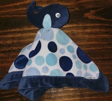 WHALE Carter's Baby Lovey Security Blanket Navy Blue blue Polka Dots Plush 13