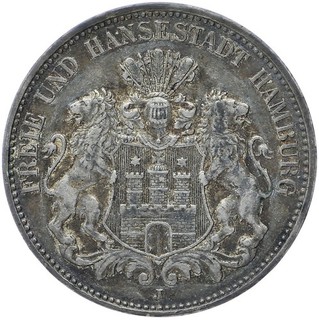 HANSESTADT HAMBURG 3 Mark 1913 J Stadtwappen sehr schön