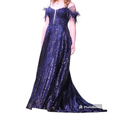Sherri Hill 4 Dark Blue Fully Sequined Corset Back Pageant Dress Worn Once 55061
