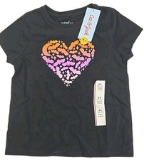 Cat And Jack Girls Black Sparkle Bat Heart Halloween XS 4/5 T-Shirt NWT 10A10