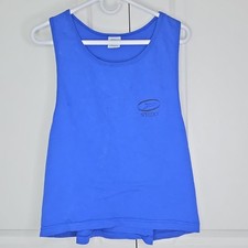 Vintage Speedo Blue Cotton Breathable Scoop Neck Logo Tank Top Size L