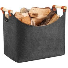 Extra Large Wood Log Baskets for Fireplaces - Foldable 45 x 32 x 40 cm, Brown 