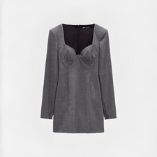 New! Zara women’s short fitted dress gray color pad shoulder size XS