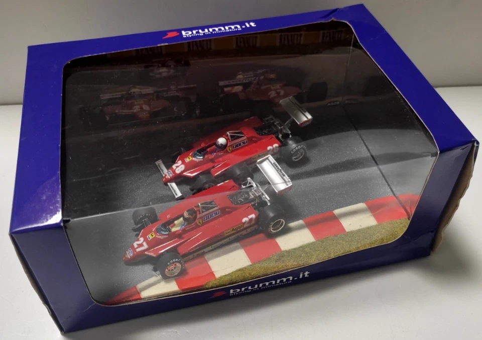BRUMM 1:43 AUTO F1 FERRARI 126C2 20°ANNIVERSARY VILLENEUVE-PIRONI DUEL 1982 AS28 - Immagine 3 di 4