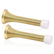 2 Pack Spring Door Stopper Bright Brass - 3-1/4" Flexible Gold Spring Door St...