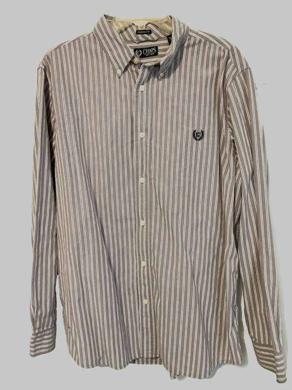 Men's L sleeve Chaps 16-16.5 -34-35 striped shirt (brown-black-white)