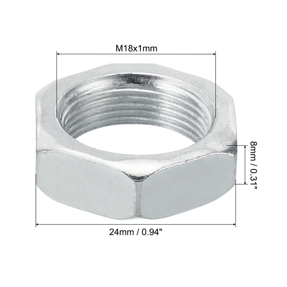 M18x1.0 Stahl Sechskantmuttern 30 Pack Metrische Gewinde Verzinkt 8mm Höhe - Bild 2 von 4