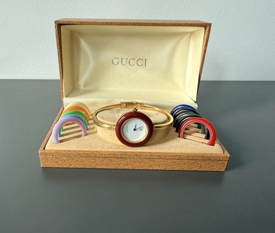 Authentic Vintage GUCCI Bezel Watch Interchangeable Original Box Newly Serviced