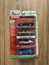 Auto World Deluxe Series 4-Pack 1:64 Diecast Cars Firebird, El Camino, Mustang,
