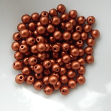 4mm Druk Rounds 100 beads Matte Metallic Copper Czech Glass