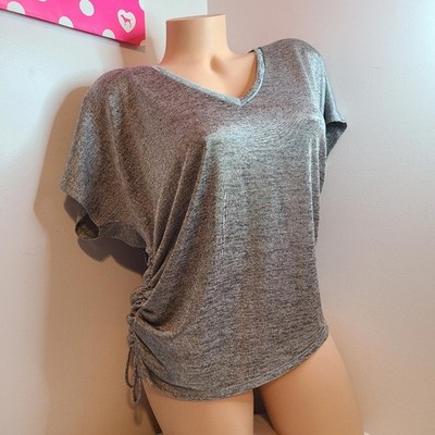 NWT Express Metallic V-Neck Ruched Side Top Size Sm
