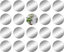 20Pcs Mirror Tiles for Walls 5cm Round Plastic Craft Tiles Bedroom Stickers