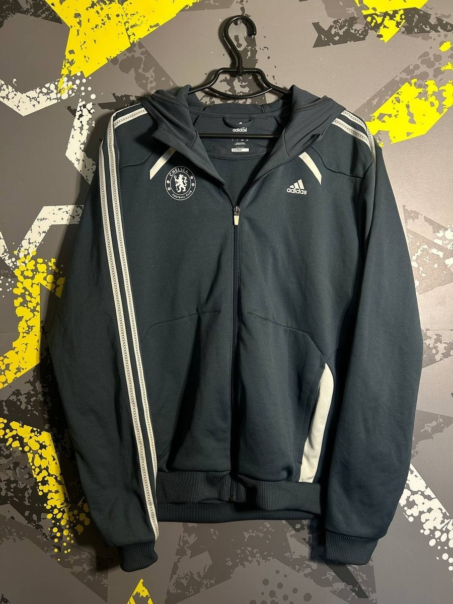 Chelsea Training Football Soccer Jacket With Hood Adidas Gray Men