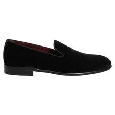 DOLCE & GABBANA Shoes Black Velvet Loafers Formal Men Dress EU43 / US10 1050usd