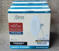 3- New Patriot Lighting 5” / 6” Retrofit Light LED White Trim Frosted Dimmable