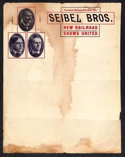 Siebel Bros. New Railroad Shows Circus Letterhead c1915 Watertown, WI Scarce