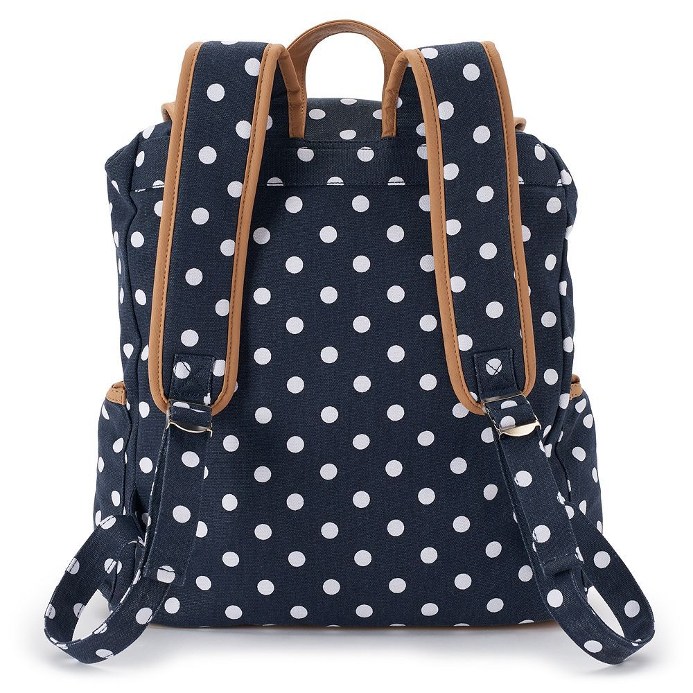 Mudd Navy Blue with White Polka Dots Patterned Backpack