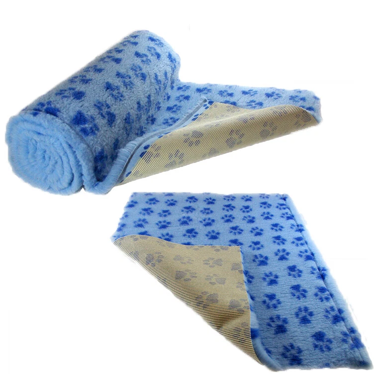 SOUL DESTINY Blue Dark Blue Paws Vet Bedding NON-SLIP ROLL WHELPING FLEECE DOG PUPPY PRO BED