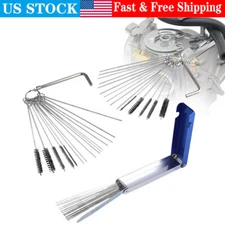 3Pcs/Kit Carburetor Carb ATV Motorcycle Small Engine Cleaning Brushes Wire Tool