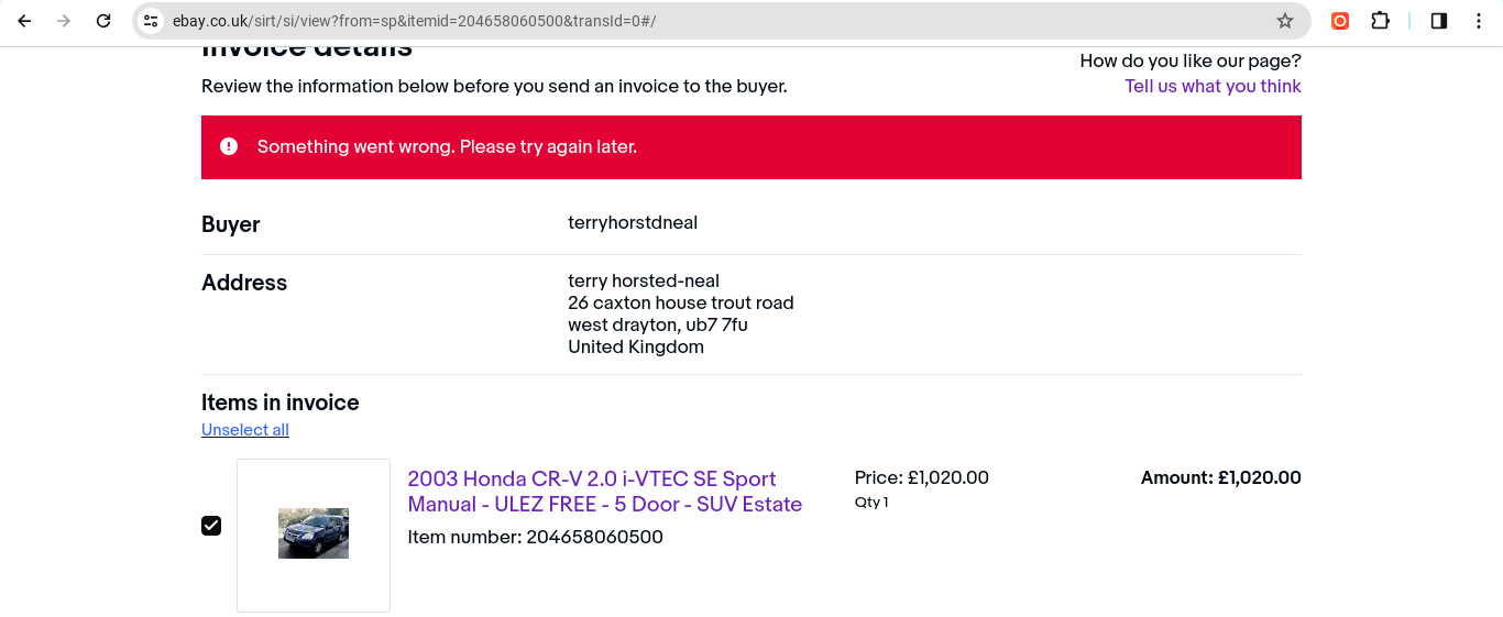 ULEZ FREE 2003 Honda CRV RELISTED DUE TO WINNING BIDDER NOT PAYING