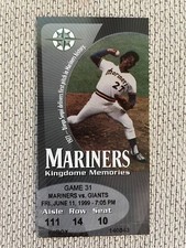 Edgar Martinez Career HR #185 Ticket Stub Seattle Mariners Giants Barry Bonds