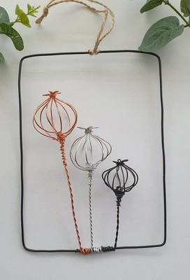 Handmade Wire Art Poppy Seed Head 3d Wire Sculpture Wall Art Wire Drawing Ebay