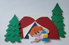 Camping Tent Girl Red Hair. Scrapbook, Card Making Paper Piecing