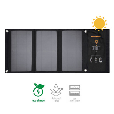 4smarts Solar Panel VoltSolar Schwarz Dual USB-A Akkuladegerät 21W Faltbar NEU