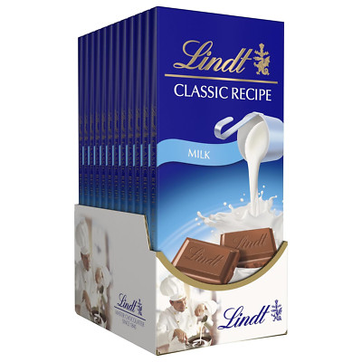 Lindt CLASSIC RECIPE Milk Chocolate Bar, Milk Chocolate Candy, 4.4 oz. 12 Pack