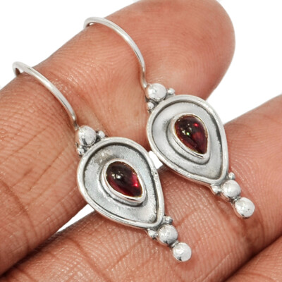 Natural Garnet - Madagascar 925 Sterling Silver Earrings DSA2 CE44608