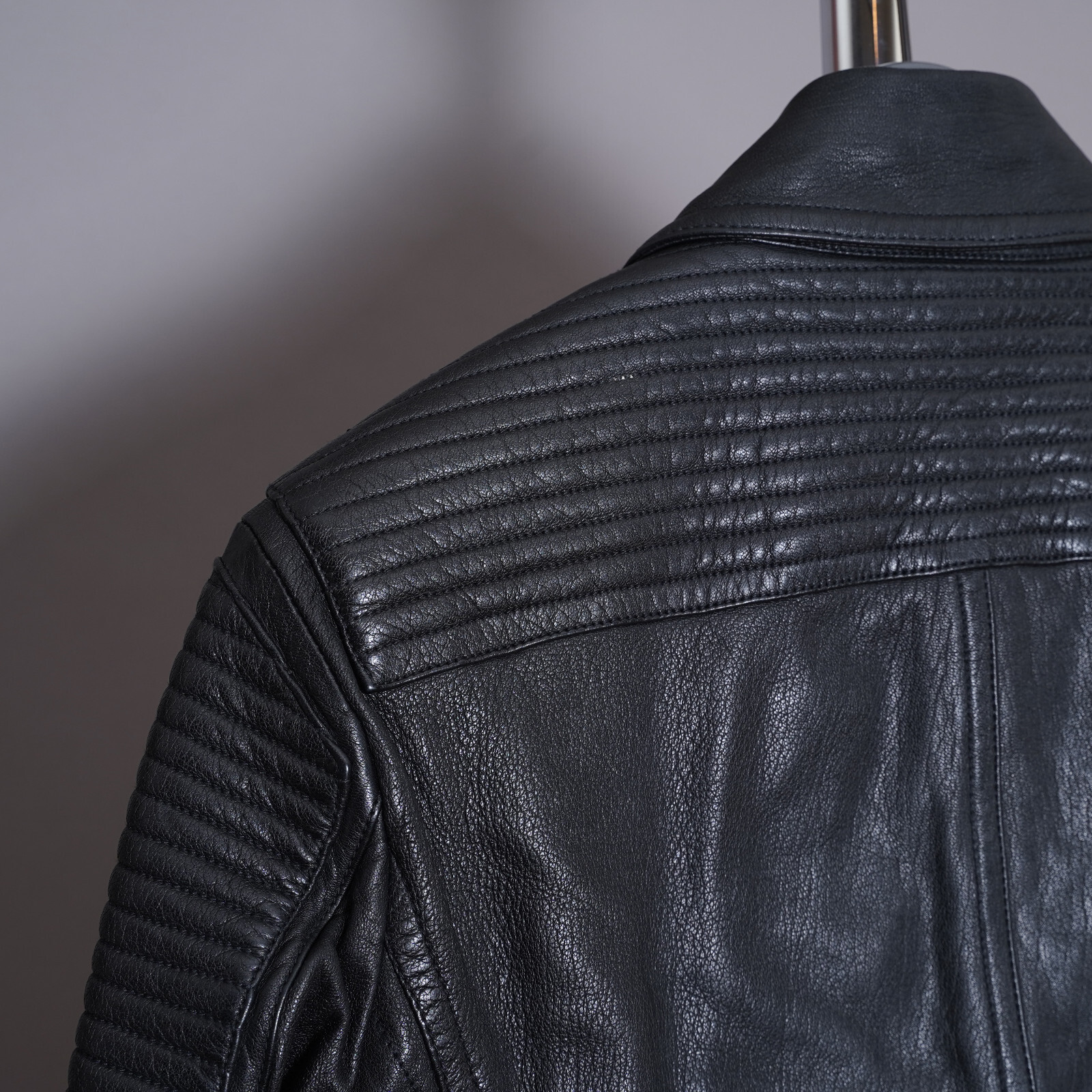 BURBERRY Leather Jacket LARGE Mens Black Brit Biker Runway Prorsum L Grail thumbnail 16