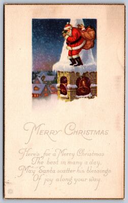 K18/ Santa Claus Merry Christmas Postcard Jolly 195