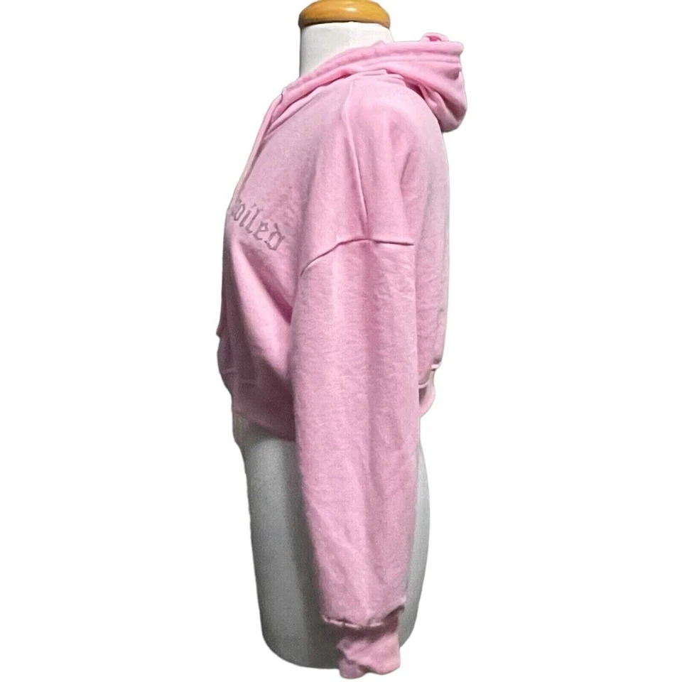 Rue21 Favorite Sudadera con Capucha Recortada Mimada Talla Mediana Rosa Corbatas con Cremallera Foto 2 de 4