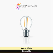 Philips 5W = 40W LED BC B22 Bayonet Cap Warm White Dimmable Golf Ball P45