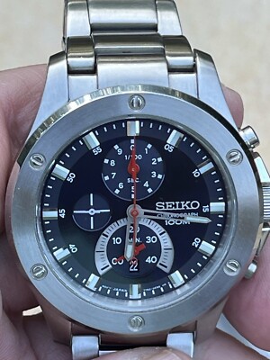 Seiko Watch 7T82-A0T0 Chronograph - Excellent w/ New Battery & Box