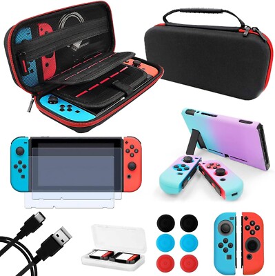 Nintendo Switch Accessories 9-in-1, Carrying Case, Grip Protective Cover/Joy-Co