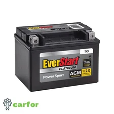 EverStart Premium AGM Power Sport Battery, Group Size TX9 12 Volt, 120 CCA