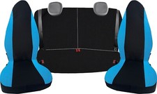 set coprisedili auto completo per toyota aygo, cotone turchese/nero made in ita
