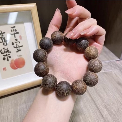 20mm Beads Natural Grade A Agarwood Men Woman Bracelet Buddha Lucky Prayer Beads - Picture 6 of 18
