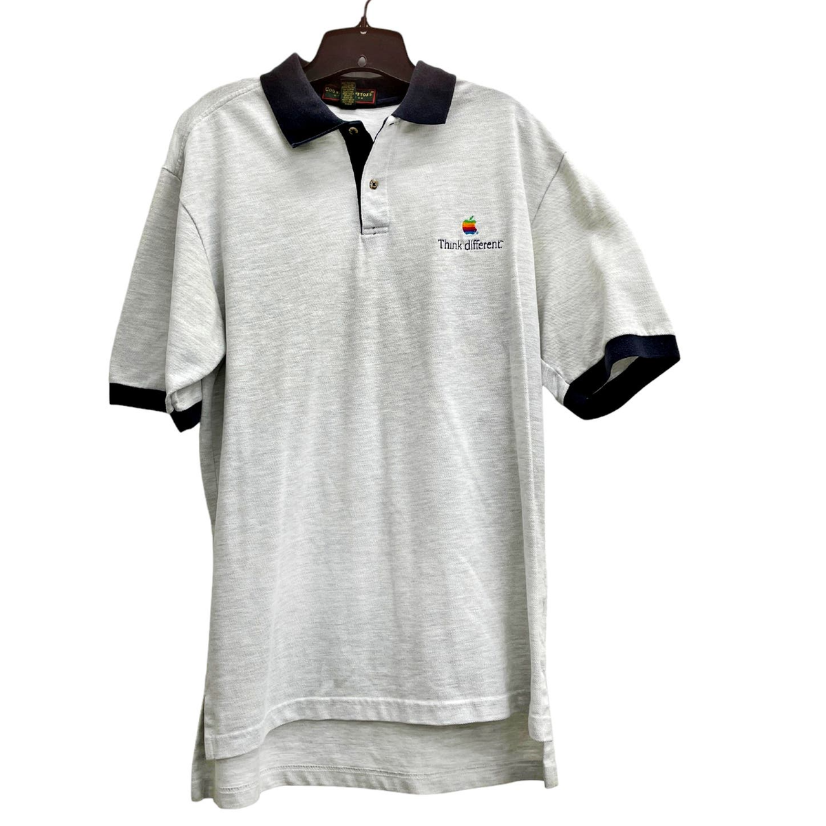 Vintage Apple Computer Employee Polo Gray Blue Think Different 
