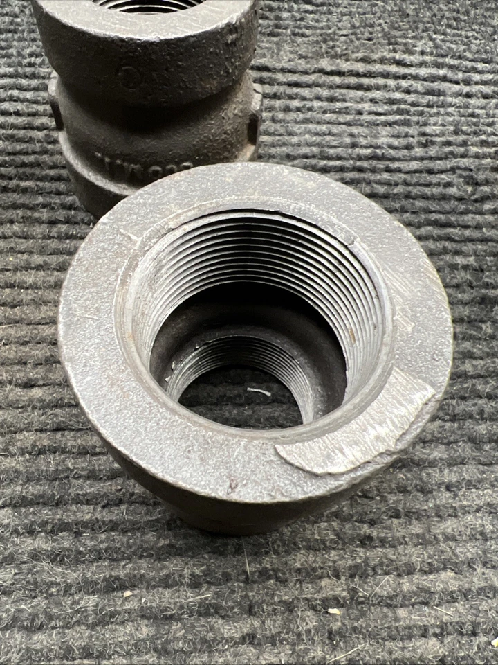 LOT OF 2 JP Ward Malleable Iron Pipe Reducing Coupling  1 1/2" x 1 1/4" - Image 3 of 4