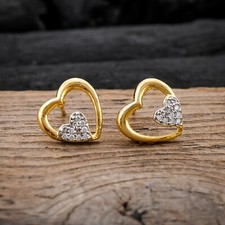 Heart Earrings Stud Jewelry White Cubic Zirconia Studded Earrings Valentine Gift