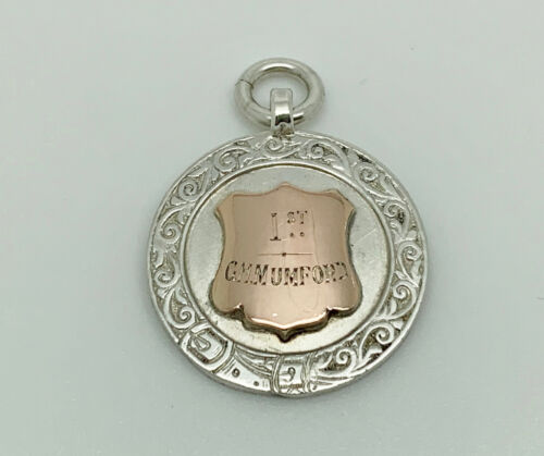 Montre-médaille antique 1922 en argent sterling et or gravée course marathon 1923 porte-monnaie - Photo 1 sur 6