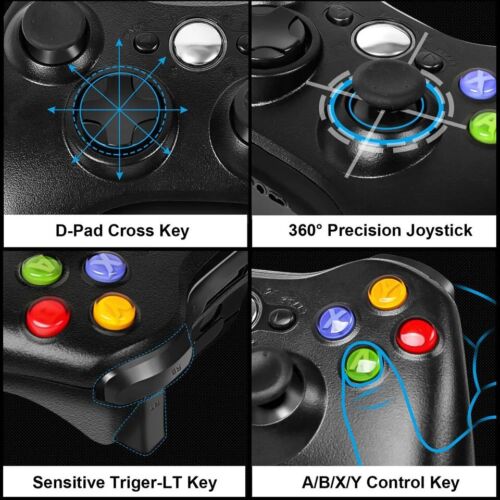 CONTROLLER WIRELESS NERO PER MICROSOFT Xbox 360 - Foto 7 di 15