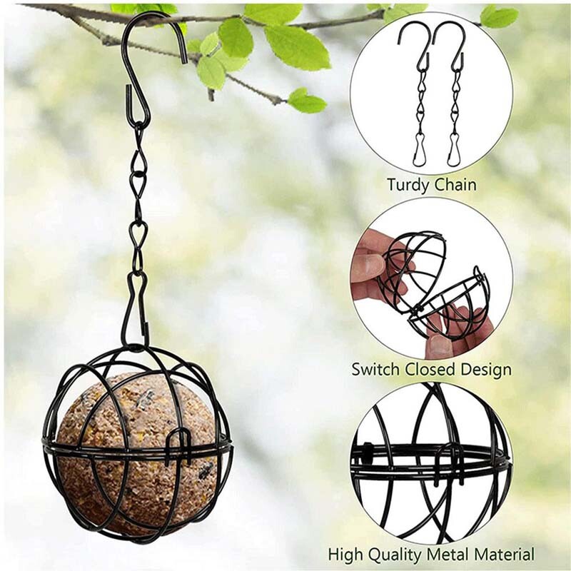 2/4pcs Fat Ball Bird Feeder Hanging Metal Fat Ball Bird Holder with