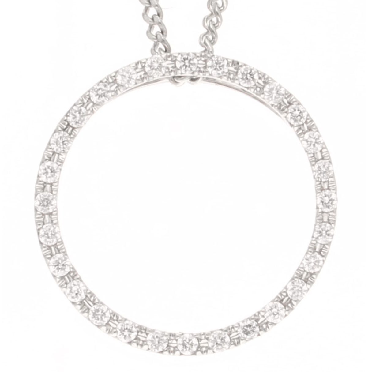 18Ct White Gold 0.33ct Diamond Circular Pendant (18mm) w/ 17"" Curb Chain (1mm)