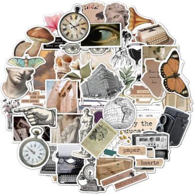 Vintage Sticker Set 50 Stück Aesthetic Aufkleber Scrapbooking Stickers Retro Auf