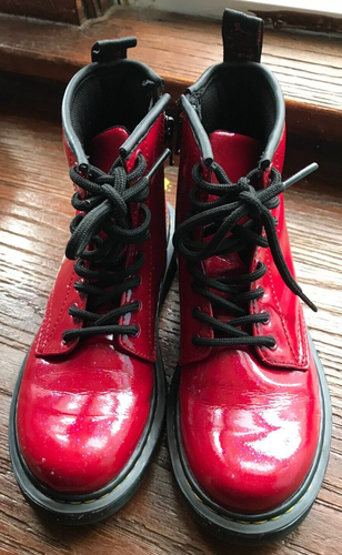 Botas de Combate Dr Martens Niñas Talla 1 Cuero Rojo Brillo Cósmico Air Wair 1460J - Imagen 2 de 9