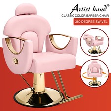Silla de peluquero reclinable rosa multiusos hidráulica salón peluquería belleza